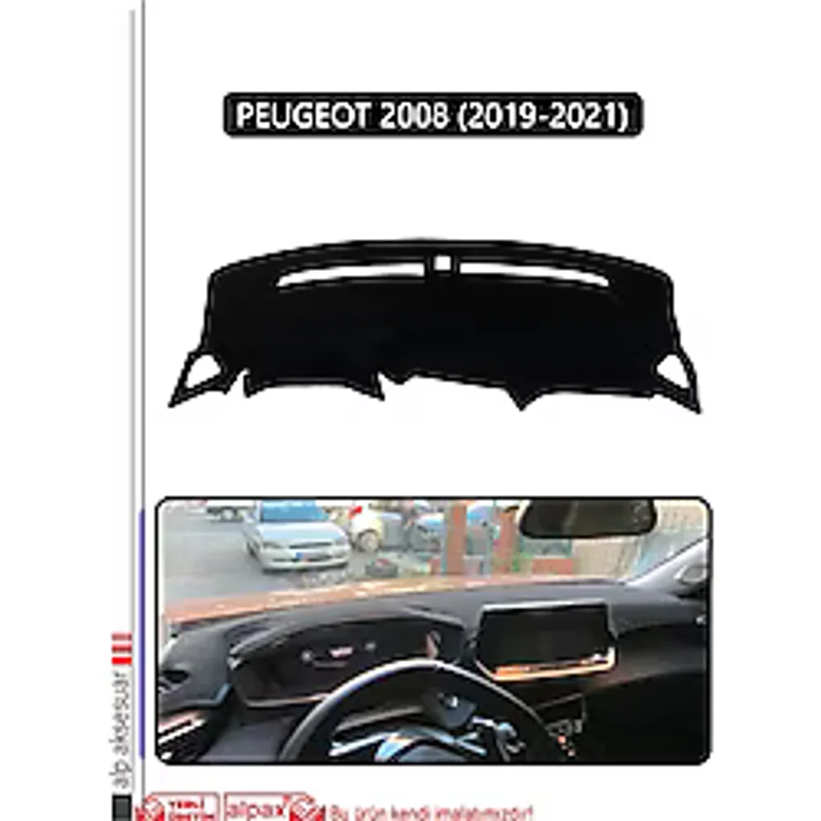 Peugeot 2008 2019-2021 Torpido Koruma Halısı Siyah Kenar