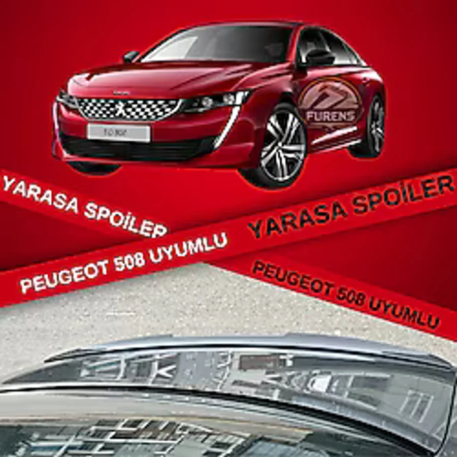 Peugeot 508 2018-2022 Bagaj Üstü Slim Yarasa Spoiler Piano Black Parlak Siyah