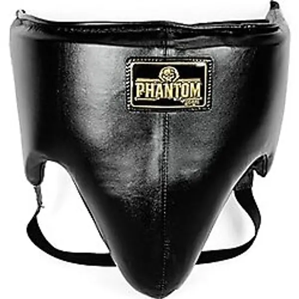 Phantom Gear%100 Deri Profesyonel Kasık Koruyucu, Siyah, Ayarlanabilir Bantlı