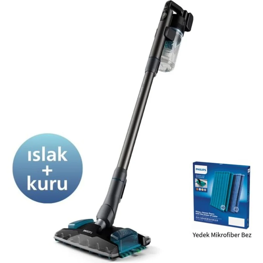 Philips 8000 Serisi Yedek Paspaslı Aqua Plus En Uzun Şarjlı 80 Dk Ya Kadar Kullanım Hem Silen Hem Süpüren Dikey Süpürge - Siyah