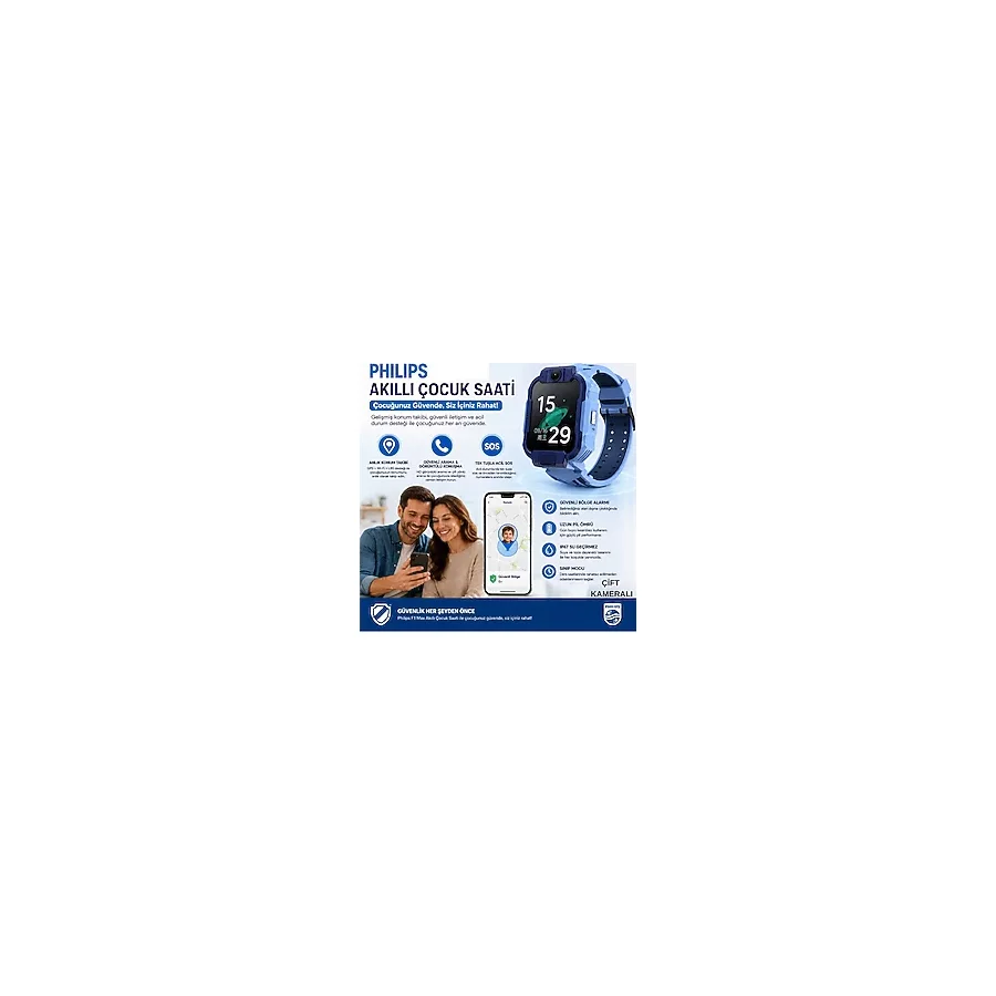 Philips Android - Ios - Harmonyos Uyumlu Işletim Sistemi ile F1 Max Akıllı Çocuk Saati - Mavi - 43 - 45 mm