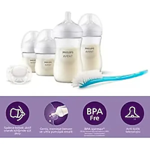Philips Avent Doğal Tepkili Natural Response PP Hoşgeldin Bebek Hediye Seti, Biberon, Emzik, Fırça