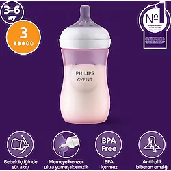 Philips Avent Doğal Tepkili Pp Pembe Biberon 260ml 3-6 ay Scy903/11