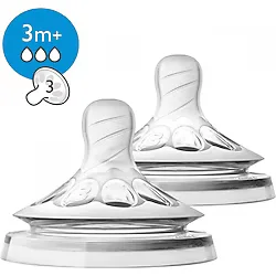 Philips Avent Natural Biberon Emziği Silikon 3 Delik Akış ile 2'li Set +3 Ay Kullanım