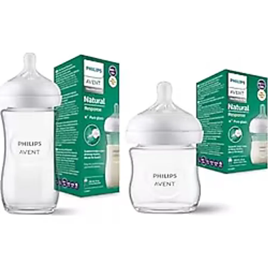 Philips Avent Natural Response Doğal Tepkili Cam Biberon, 2'li Set, 120ml + 240ml, 0+ Ay ve 1+ Ay