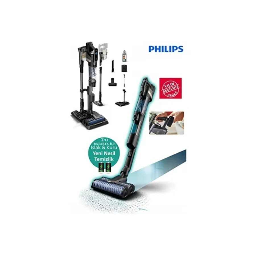 Philips Çift Bataryalı Premium 9000 Serisi Aqua Trio Islak&Kuru İstasyonlu Şarjlı Dikey Süpürge