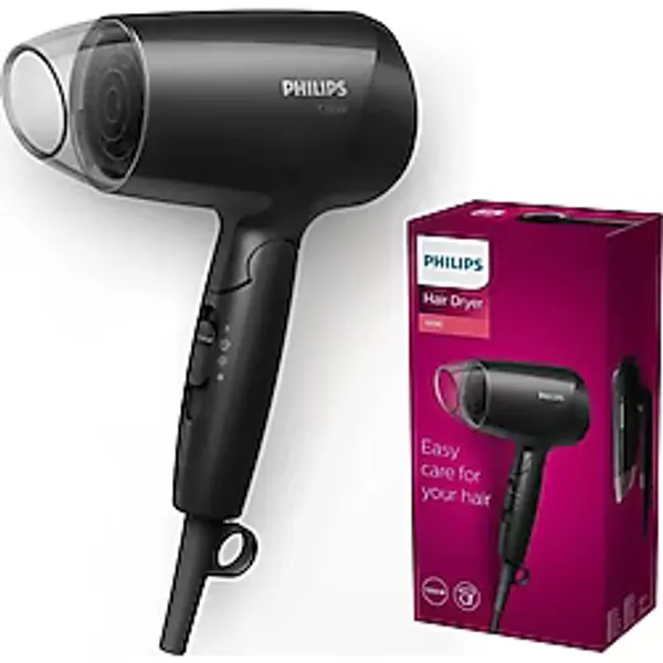 Philips Cura Dei Capelli Saç Bakımı BHC010/10 Saç Kurutma Makinesi 1200 W İki Hız Ayarı ve Soğuk Hava Fonksiyonu ile Siyah