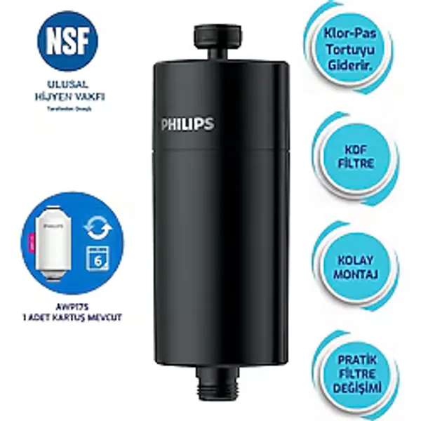 Philips Duş Filtresi Cilt ve Saç Dostu Awp1775bk Siyah