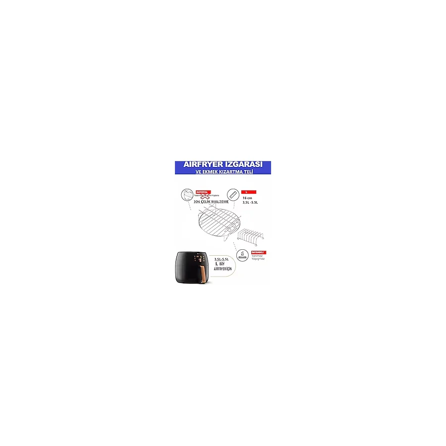 Philips HD9243/90 3000 Series Airfryer L ile Uyumlu Izgara Teli ,ekmek Kızartma