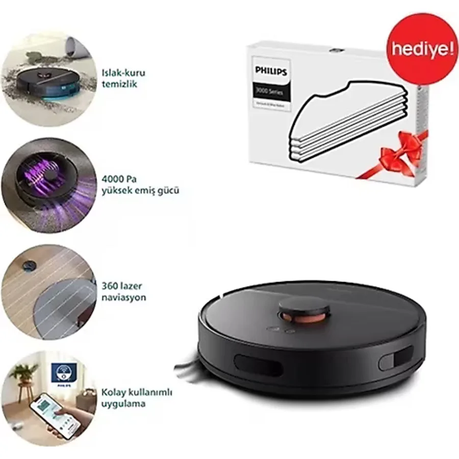 Philips Homerun 3000 Serisi Aqua Islak Ve Kuru Robot Süpürge (4 ADET XV1430/00 MOP)