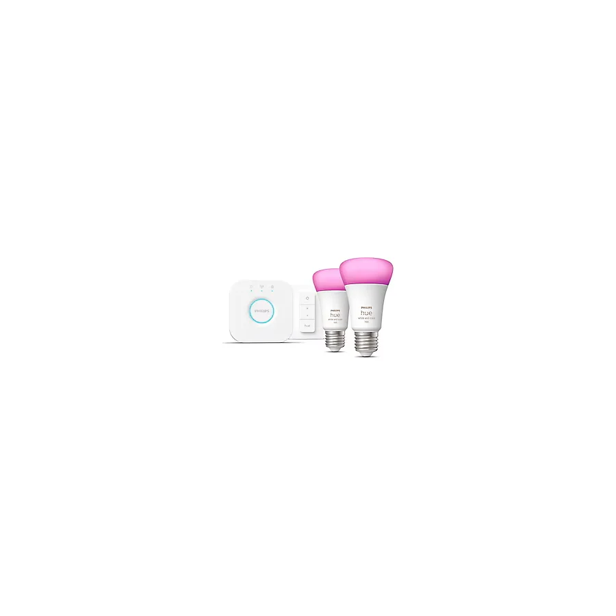 Philips Hue 1100 Renkli Ambiyans 11 W-75 W E27 2'li Akıllı LED Ampul + Dimmer Anahtar + Bridge Başlangıç Seti