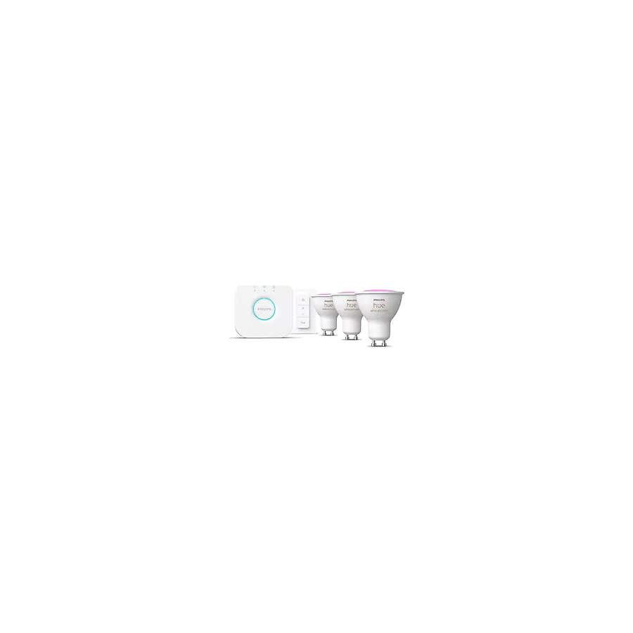 Philips Hue 400 Renkli Ambiyans 4.2 W-50 W GU10 3'lü Spot Akıllı LED Ampul + Dimmer Anahtar + Bridge Başlangıç Seti