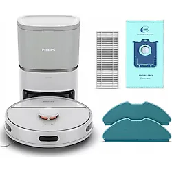 Philips İstasyonlu Robot Süpürge ''Islak Kuru Moplu, Sert Zemin ve Halıya Uygun, Yüksek Emiş Gücü ve Kızılötesi Sensörlü''- Onerous - Beyaz