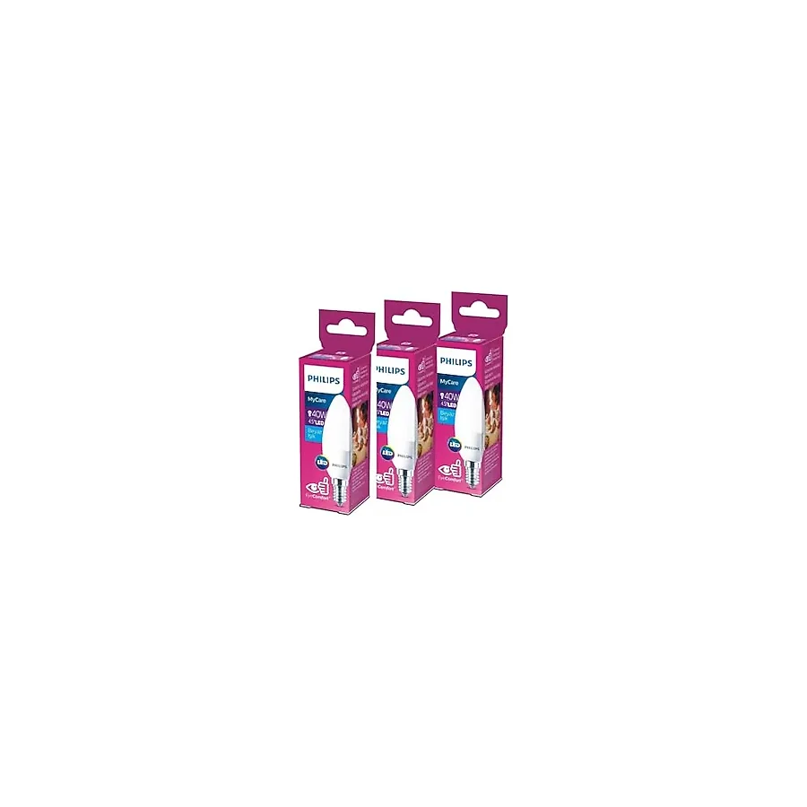 Philips LED 40W Mum Ampul Beyaz Işık E14 İnce Duylu 3'lü