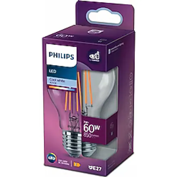 Philips LED Classic Şeffaf Filament Ampul 7W 850 Lumen 4000K Gün Işığı A60 E27 Duy (60W Eşleniği)