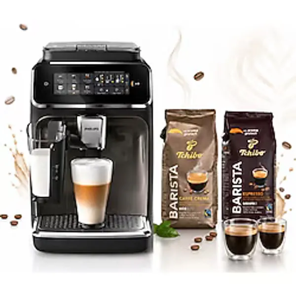 Philips Öğütücülü Tam Otomatik Espresso Makinesi - 6 Içecek Seçeneği, Lattego Süt Köpürtücü, Su Filtresi Uyumu, Sessiz Öğütme, Soğuk Kahve Özelliği, 15 (2 kg Kahve Hediyeli) Bar, Siyah