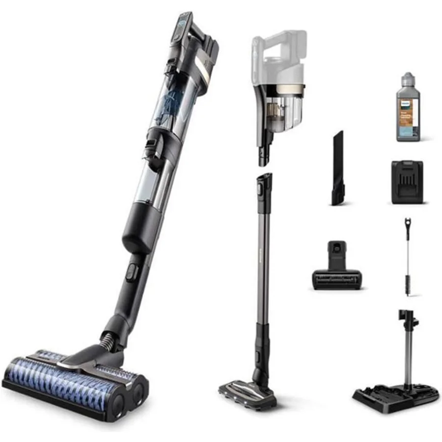 Philips Şarjlı Aqua Elite Plus 3 In1 Silme,süpürme,emme Fonksiyonlu LCD Ekran Yeni Premium Dikey Şarjlı Süpürge, Luciole Lambader Hediye - Altın - 0