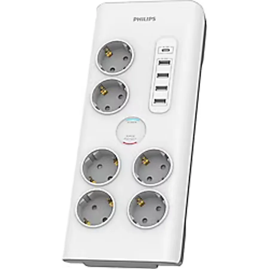 Philips SPN7060WA/62 Anahtarlı USB'li 2 m 6'lı Akım Korumalı Priz