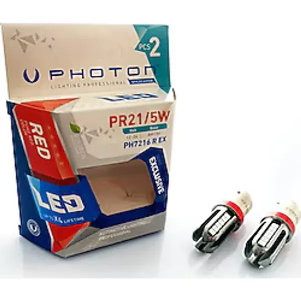Photon P21/5W Çift Duy Kırmızı LED Stop Oto Ampul PH7216REX