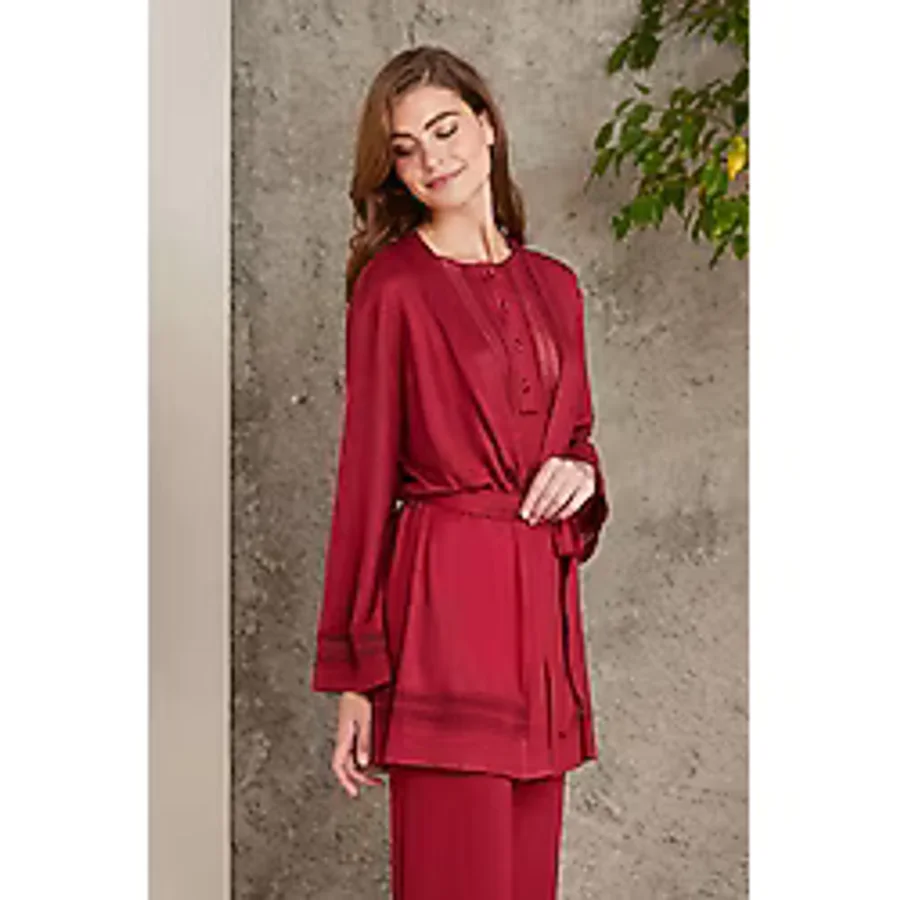 Pierre Cardin Dantelli Penye 3'lü Kadın Lohusa Pijama Takımı - 2800