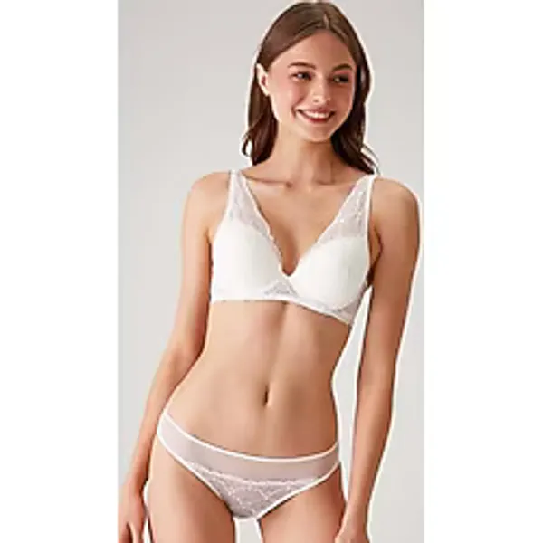 Pierre Cardin Ekru 4821 Biella Soft Push Up Dolgulu Çiçekli Bralet Sütyen Takımı/Iç Çamaşır Takım