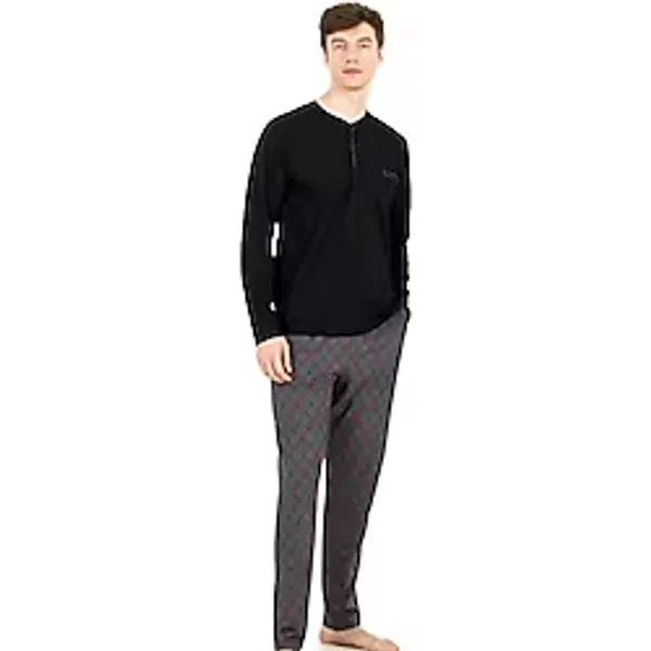 Pierre Cardin Erkek Uzun Kol Pijama Takımı, Lacivert, S Beden