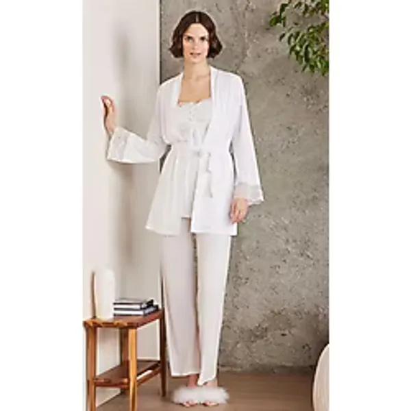 Pierre Cardin Hamile Lohusa Sabahlıklı Pijama Takımı, Ekru, S Beden