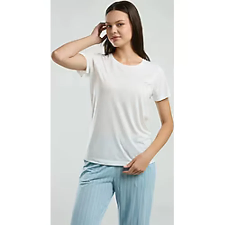 Pierre Cardin Kadın Beyaz Kısa Kol Pijama Takım