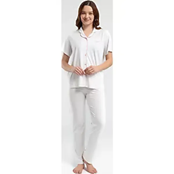 Pierre Cardin Kadın Krem Gömlek Pijama Takım