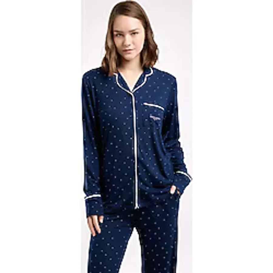 Pierre Cardin Kadın Lacivert Gömlek Pijama Takım