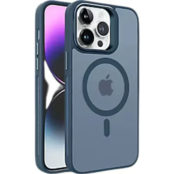 Piili İphone 15 Pro Max Metal Bracket Magsafe Mat Telefon Kılıfı Lacivert