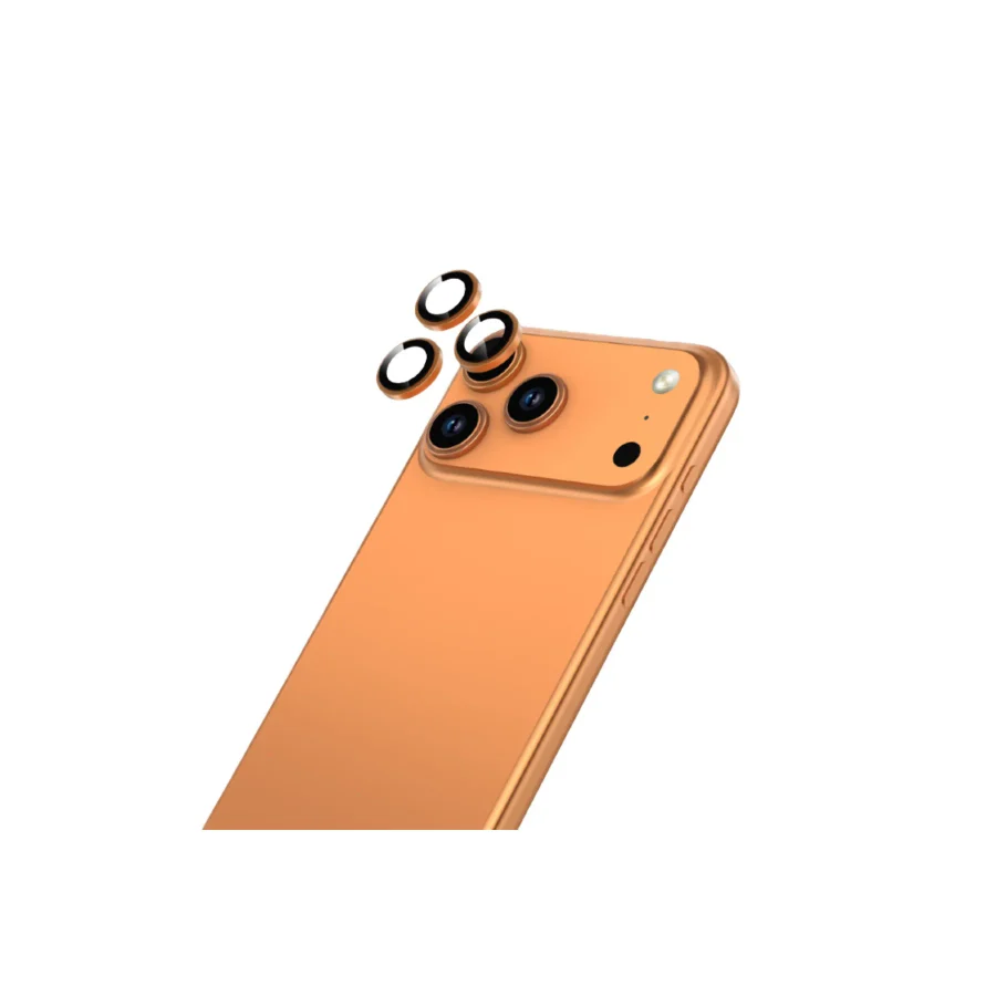 PIILI iPhone 17 Pro/17 Pro Max Safir Turuncu Lens Koruyucu