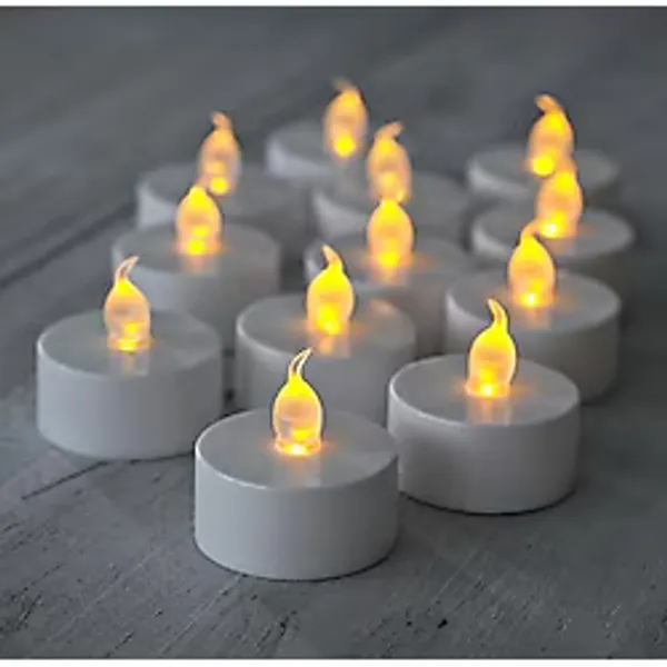 Pilli LED Tealight T-Light Mum Pilli Mum LED Işık Sıcak Sarı Renk Dekorasyon Süsleme Düğün Kına Organizasyon (6)