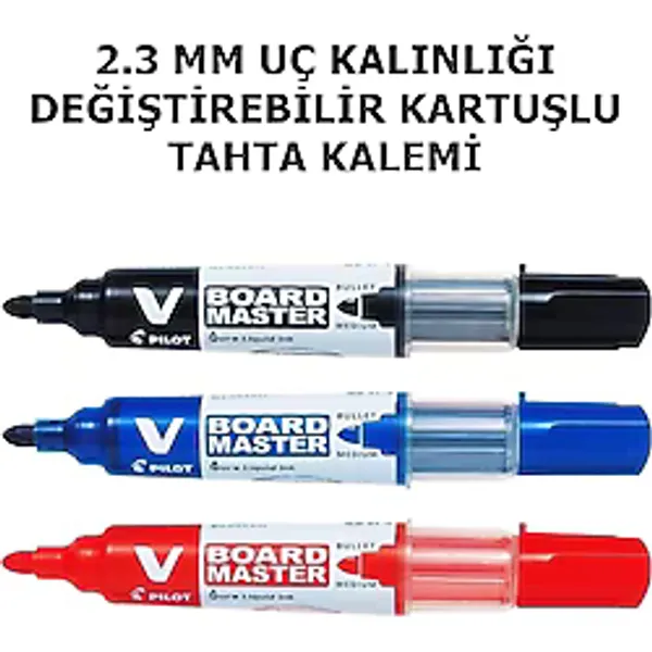 Pilot 3 Renk Kartuşlu Tahta Kalemi V Board Master Pilot Çok Renkli