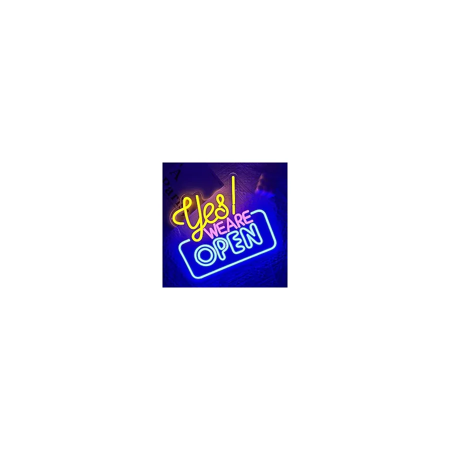 PILOYINDE Evet! WE ARE AÇIK Neon Tabela Açık LED Levha Duvar Dekorasyonu için Sarı-Pembe-Mavi Açık LED Yazı WE ARE OPEN Işıklı Tabelalar Bar Restoran Otel Mağaza Kulüp Dekor için