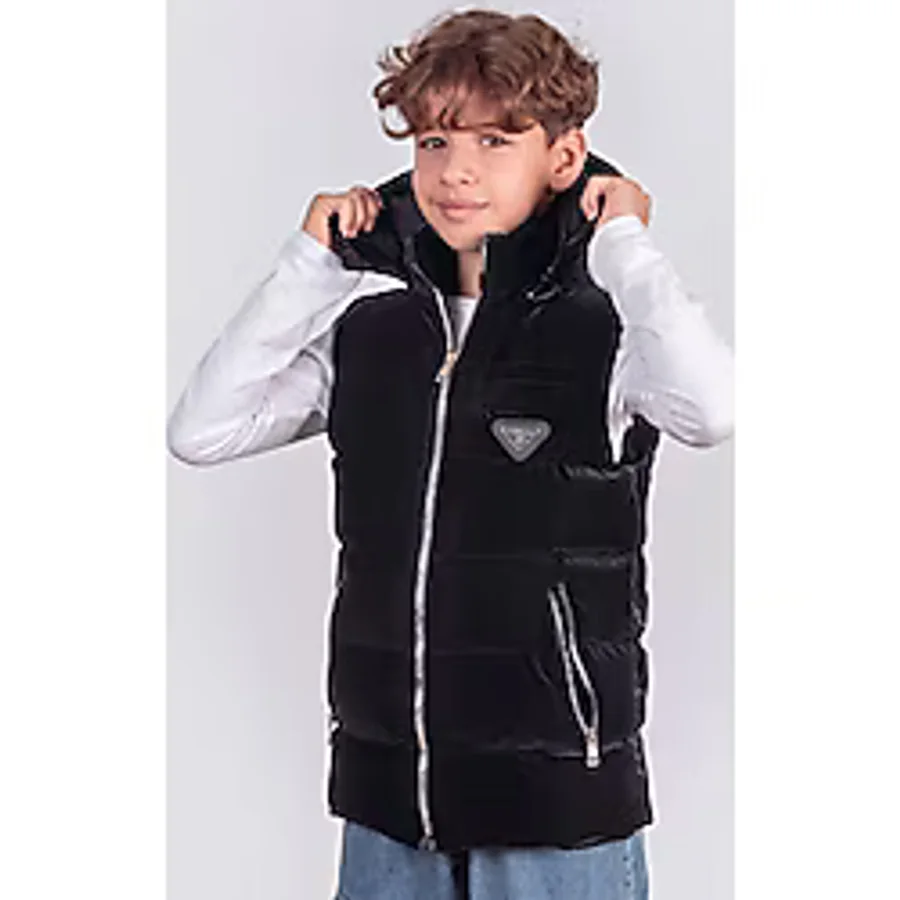 Pina Kids Kapüşonlu Erkek Çocuk Nova Kumaş Şişme Yelek