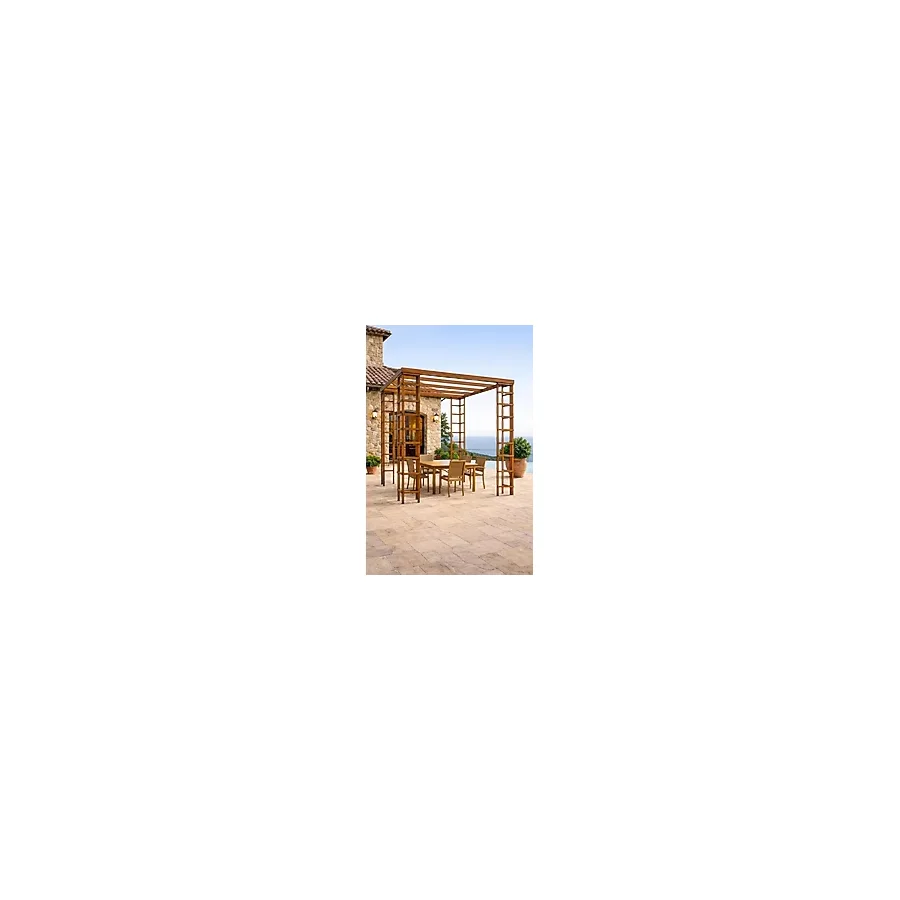 Pinoxi Ahşap Çardak Frame Pergola Bahçe 3x3 mt - Kahverengi