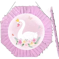 Pinyata Pembe KUĞU 42cm + Sopası Doğum Günü Eğlencesi Pinyata Patlatma Partisi
