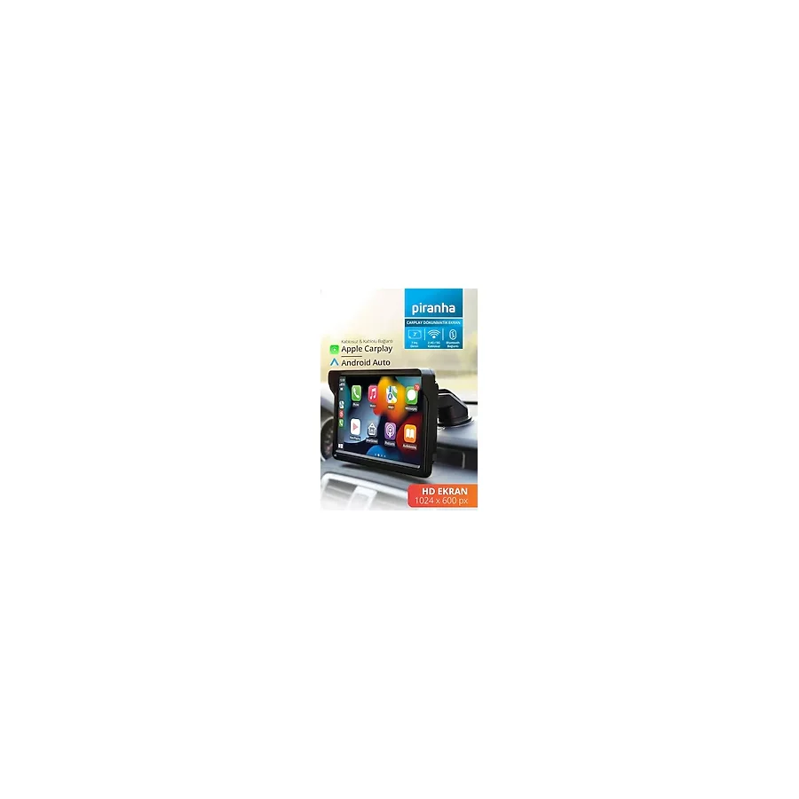 Piranha 7401 Carplay Dokunmatik Ekran 7 Inç Kablosuz Android Auto Bluetooth 5.0 Fm Hd Monitör