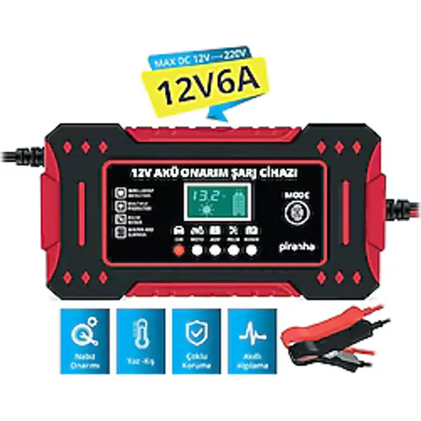 Piranha Oto 12V Akü Hızlı Şarj Onarım Cihazı