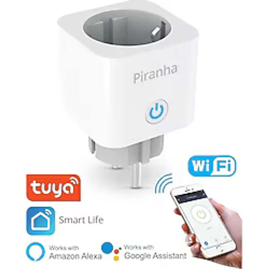 Piranha Tuya Destekli Akım Korumalı 2.4GHz Kablosuz Akıllı Wi-Fi Priz