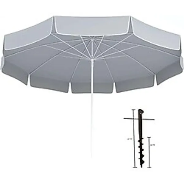 Plaj Şemsiyesi 200CM Çap, 10 Telli + Şemsiye Sabitleme Kazığı (47 Cm) - Genel - Çok Renkli