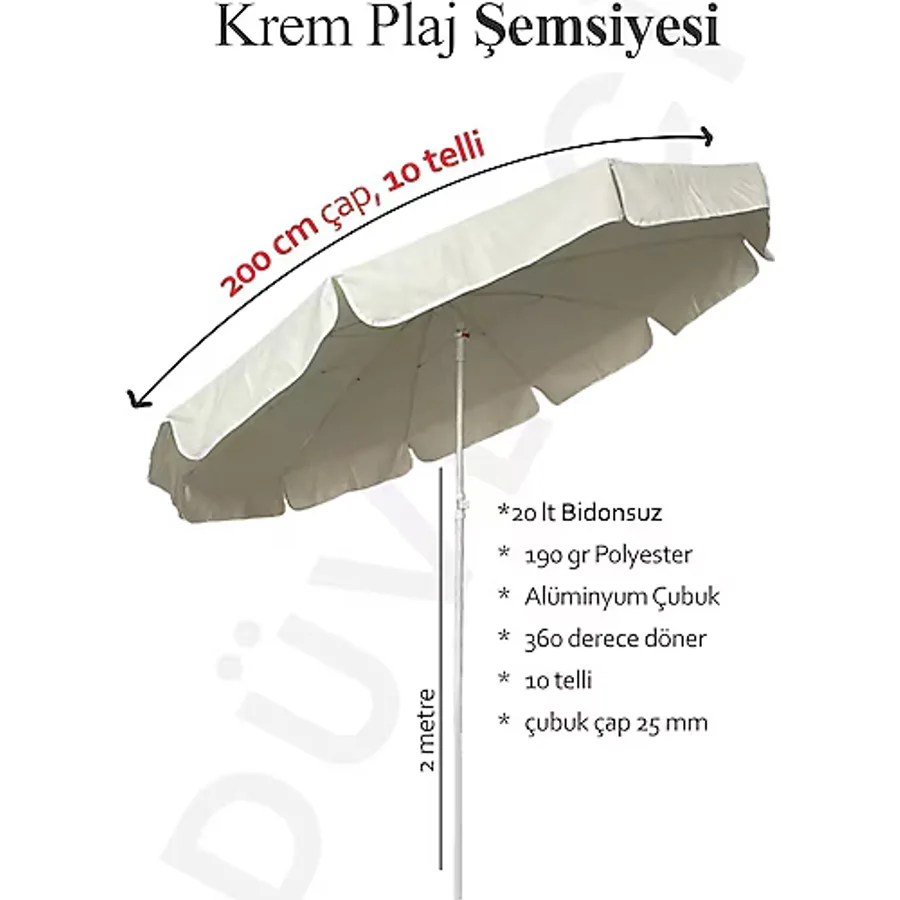 Plaj Şemsiyesi Bahçe Şemsiyesi Bej 200 cm