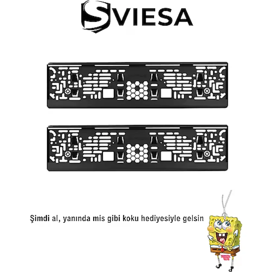 Plaka Parlak Siyah Plakalık Araba Plaka Çerçevesi 2 Adet Siyah