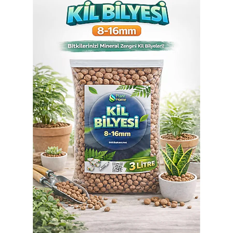 Plant Home Power Mix Bitki Bakımı İçin Doğal Kil Bilyesi (Hidroton) - Topraksız Tarım Kil Bilyesi - 3 Litre