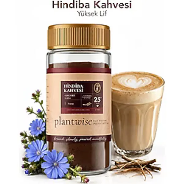 Plantwise Hindiba Kahvesi %80 Hindiba %20 Kahve 100G Cam Kavanoz Fransa Menşeli Yumuşak Lezzet - 100 gr