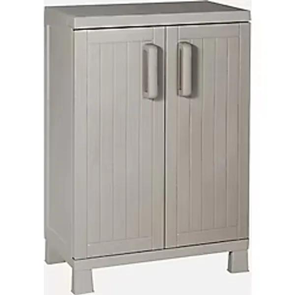 Plastik Bahçe Dolabı, Temizlik Dolabı, Mutfak Dolabı, Plastik Dolap 65x38x93H cm - Gri
