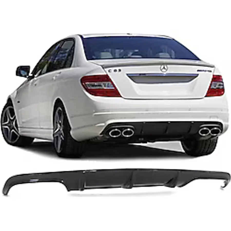plastik body kit Mercedes C Serisi W204 (2008-2011) Makyajsız Arka Tampon Eki - Difüzör (plastik)