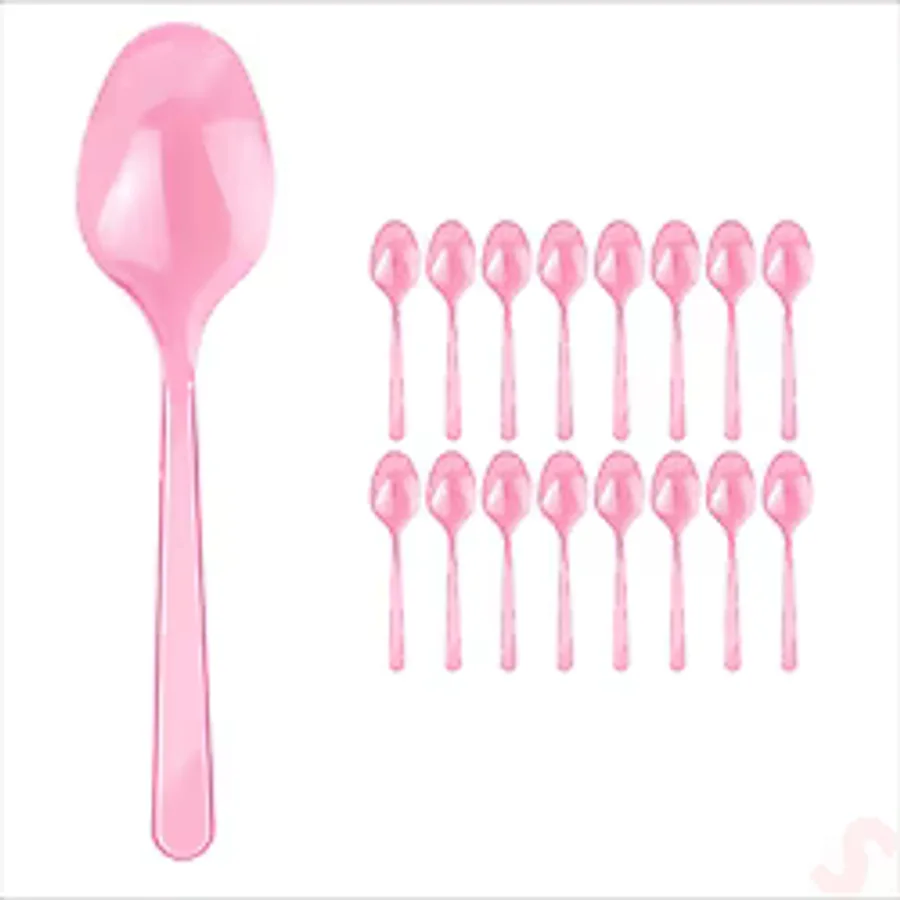 Plastik Kaşık, 24 Adet - Pembe