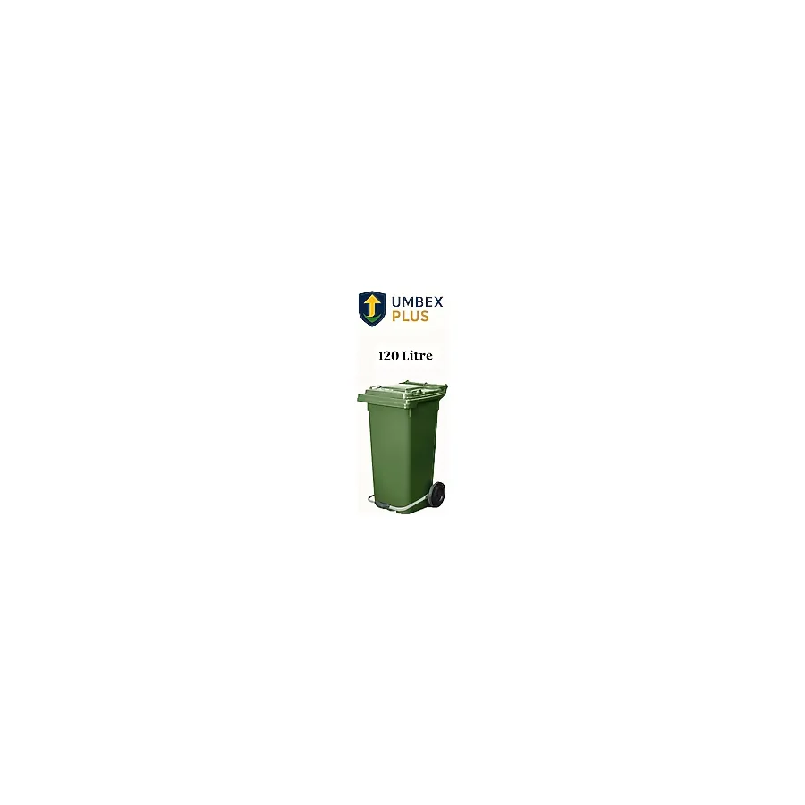 Plastik Metal Pedallı Çöp Konteyneri 120 Litre Konteyner - Isıya Dayanıklı Malzeme - Yeşil